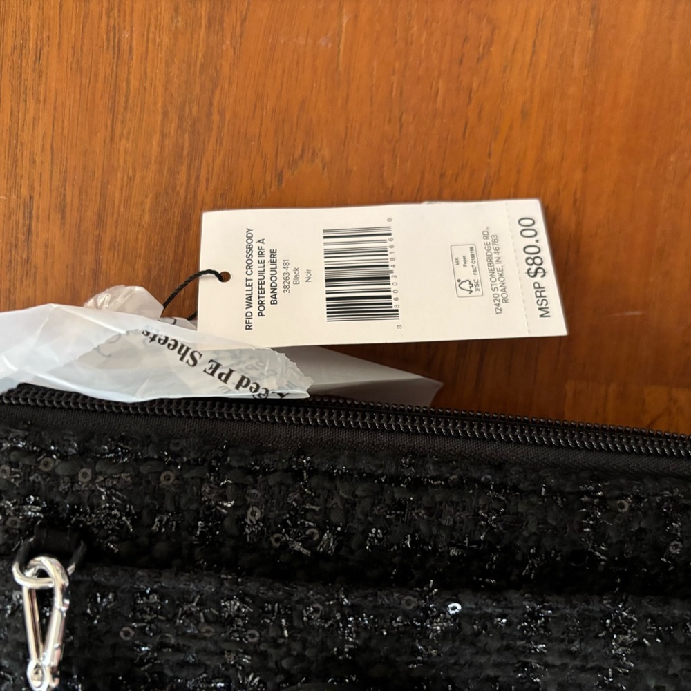 NWT Vera Bradley RFID Crossbody Wallet - black sparkle crossbody purse clutch - Picture 9 of 12